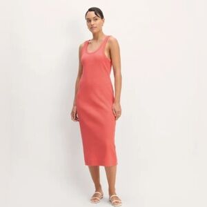 Everlane Sz M The 90’s Ribbed Coral Cotton Casual Midi Dress
